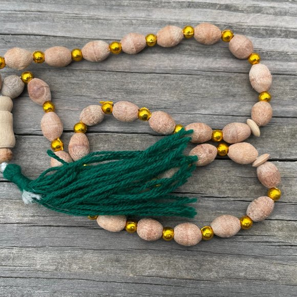 Pray Beads Real Wood Tan/Gold Tone Islamic Tasbeeh - Picture 2 of 9